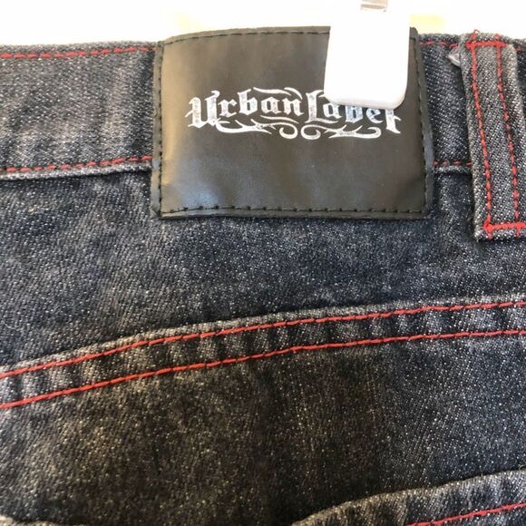 Urban Label Men's Denim Blue Jeans Red Stitching Straight Leg 36 Waist Zip Close - Picture 9 of 11